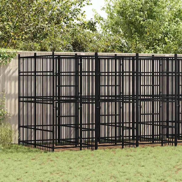 Chenil d'extérieur pour chiens Acier 11,06 m²