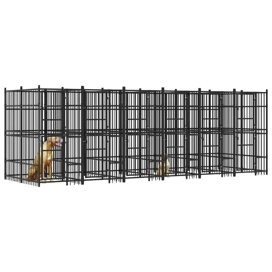 Chenil d'extérieur pour chiens Acier 11,06 m² - 4