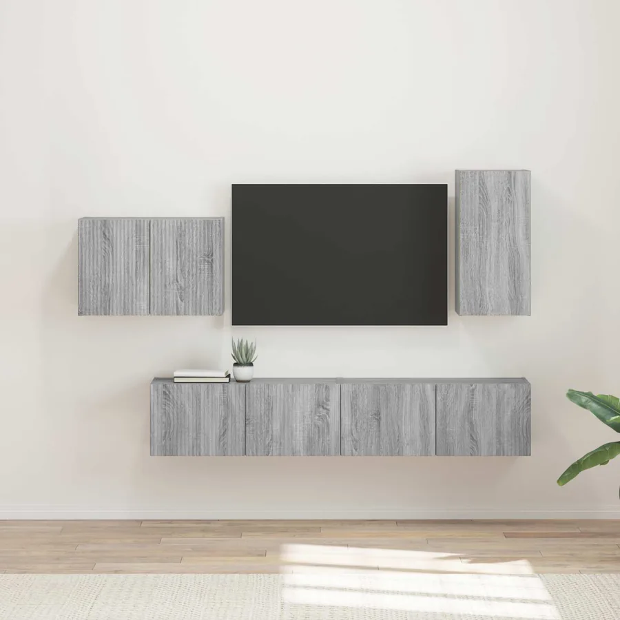 Ensemble de meuble TV mural 4 pcs Gris Sonoma Bois d'ingénierie