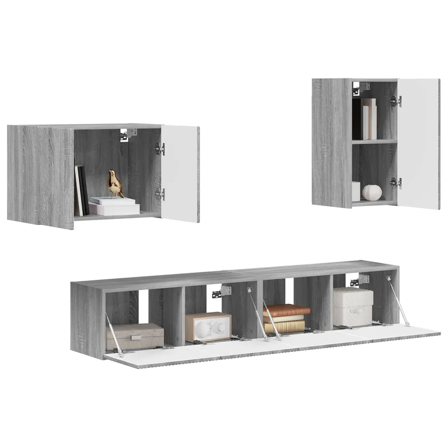 Ensemble de meuble TV mural 4 pcs Gris Sonoma Bois d'ingénierie - 3