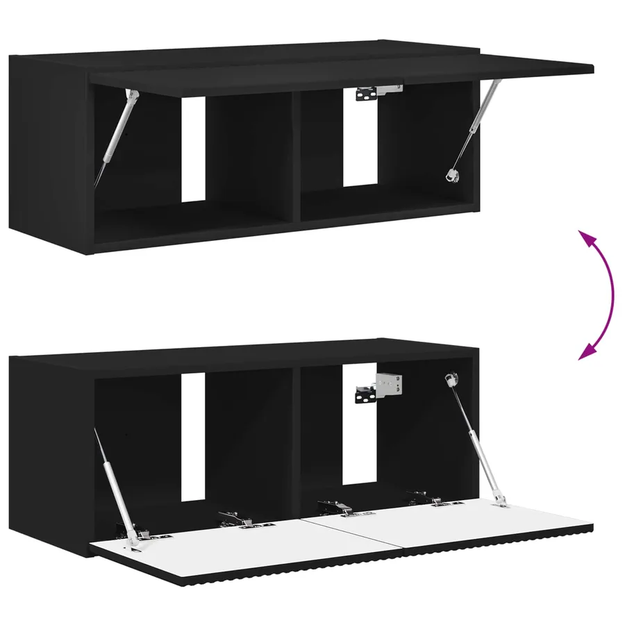 Ensemble de meuble TV mural 4 pcs Noir Bois d'ingénierie - 11