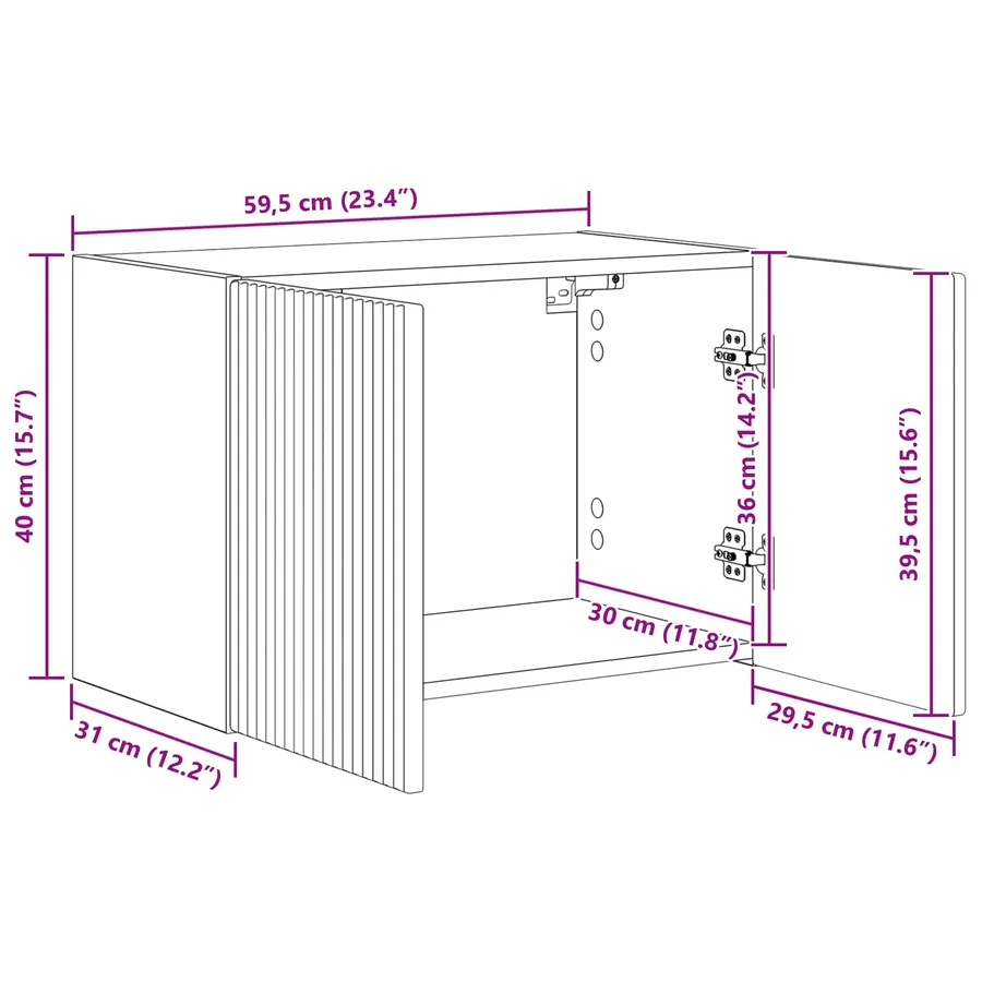 Meuble TV mural Blanc 59,5 x 31 x 40 cm Bois d'ingénierie - 12