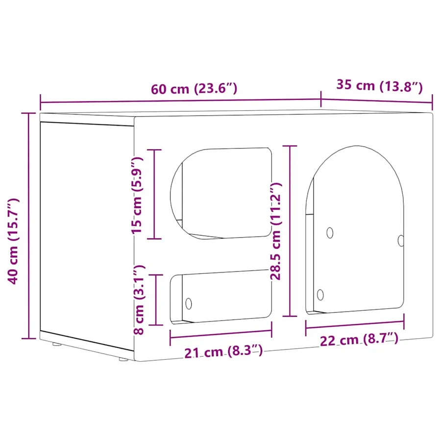 Meuble TV ELST 60 x 35 x 40 cm Chêne artisanal - 12