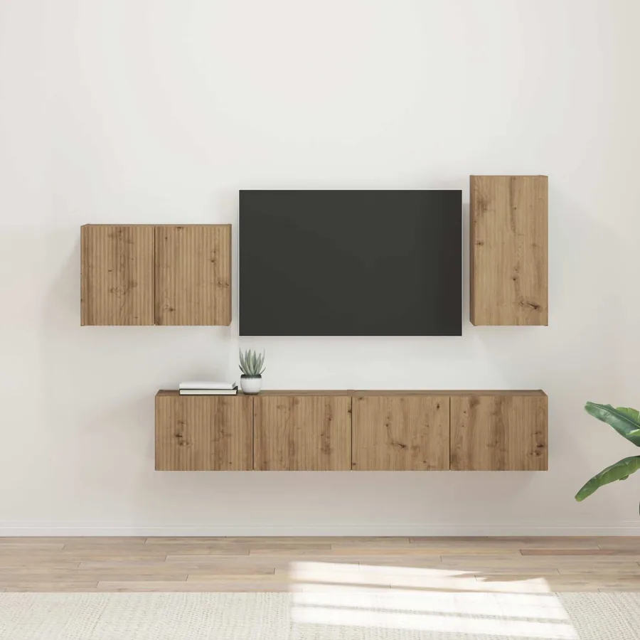 Ensemble de meuble TV mural 4 pcs Chêne artisanal