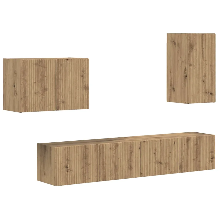 Ensemble de meuble TV mural 4 pcs Chêne artisanal - 2