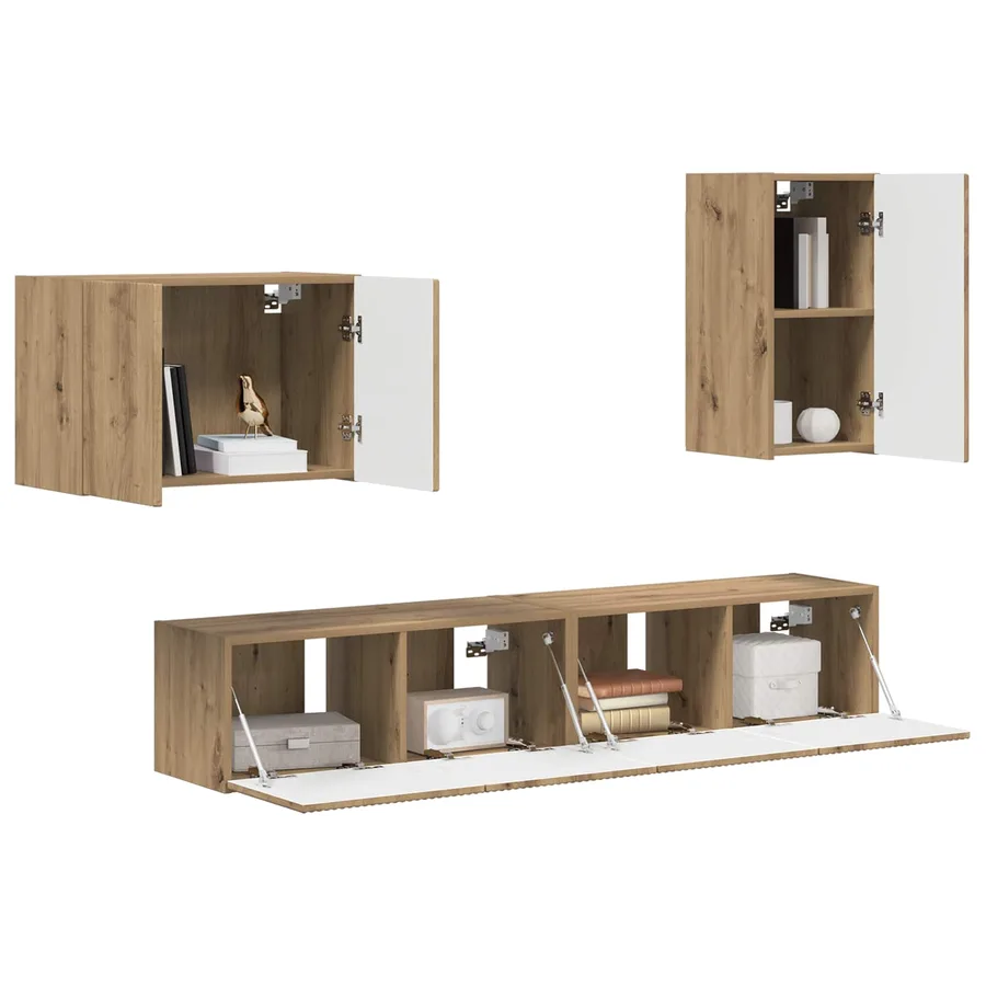 Ensemble de meuble TV mural 4 pcs Chêne artisanal - 3