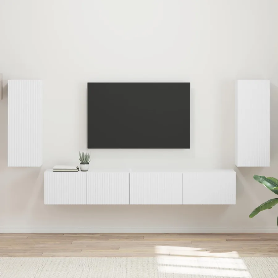 Ensemble meuble TV 4 pcs Blanc Bois d'ingénierie