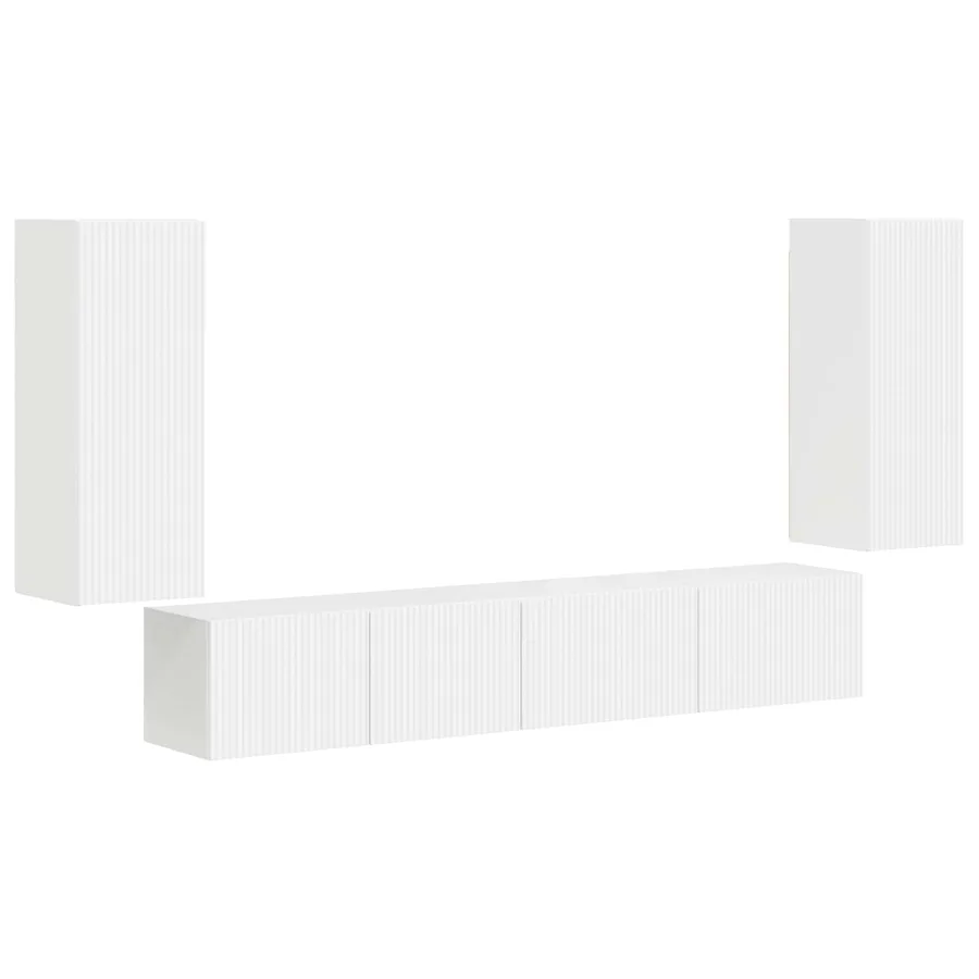 Ensemble meuble TV 4 pcs Blanc Bois d'ingénierie - 2