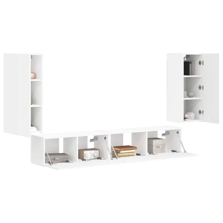 Ensemble meuble TV 4 pcs Blanc Bois d'ingénierie - 3