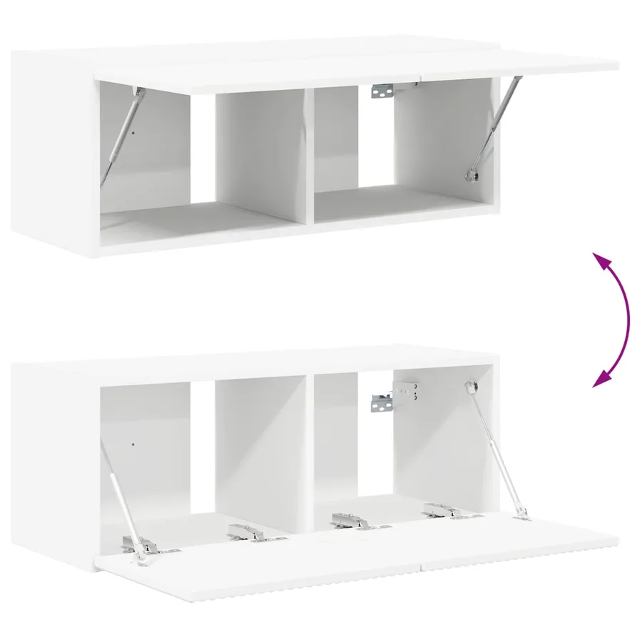 Ensemble meuble TV Montage mural 2 pcs Blanc Bois d'ingénierie - 10