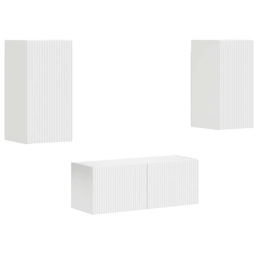 Ensemble meuble TV Montage mural 2 pcs Blanc Bois d'ingénierie - 2