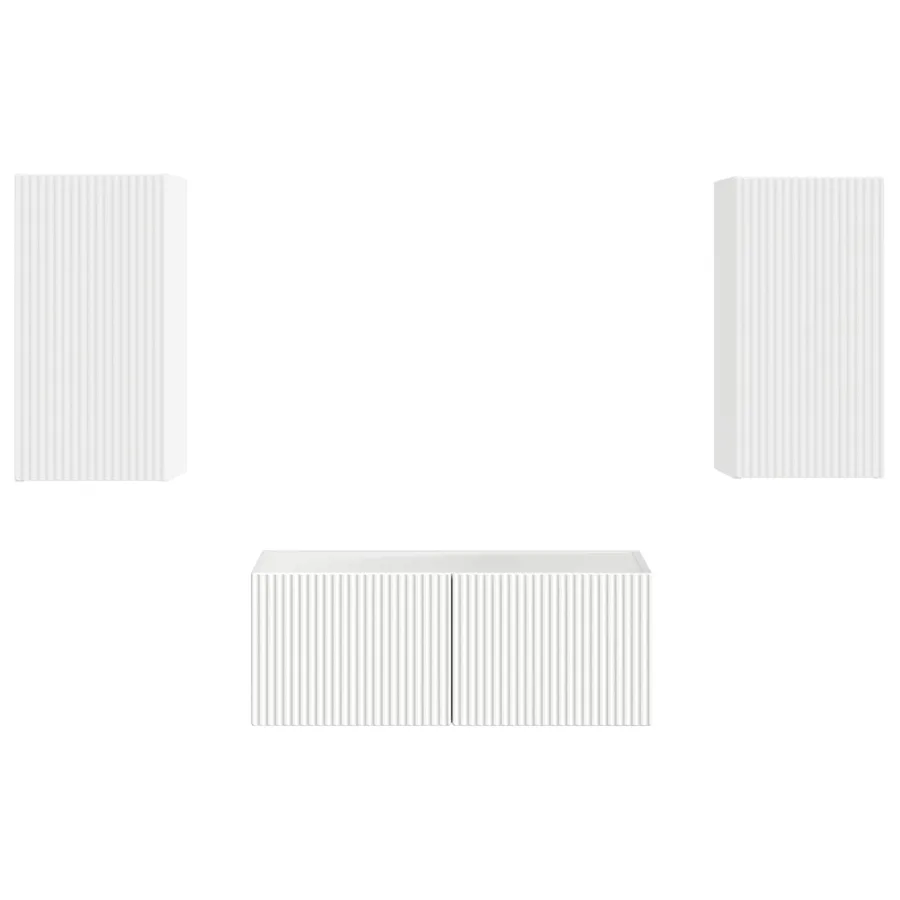 Ensemble meuble TV Montage mural 2 pcs Blanc Bois d'ingénierie - 7