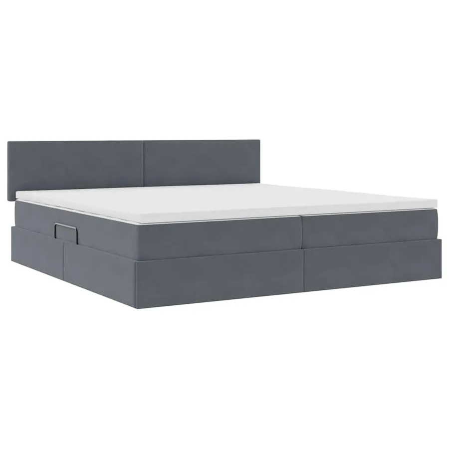 Lit de rangement LED avec matelas Gris foncé 200 x 200 cm - 5