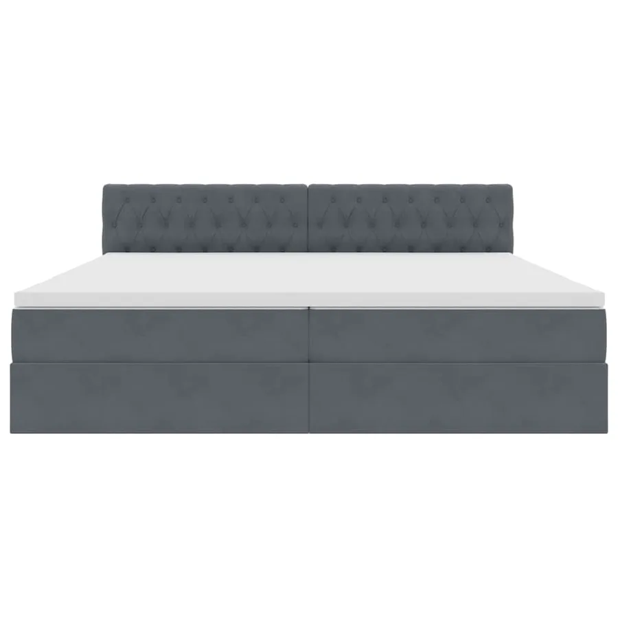 Lit de Rangement avec matelas Gris foncé 200 x 200 cm Velours - 6
