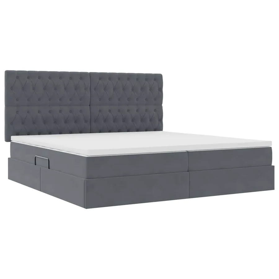 Lit de rangement LED avec matelas Gris foncé 200 x 200 cm - 6
