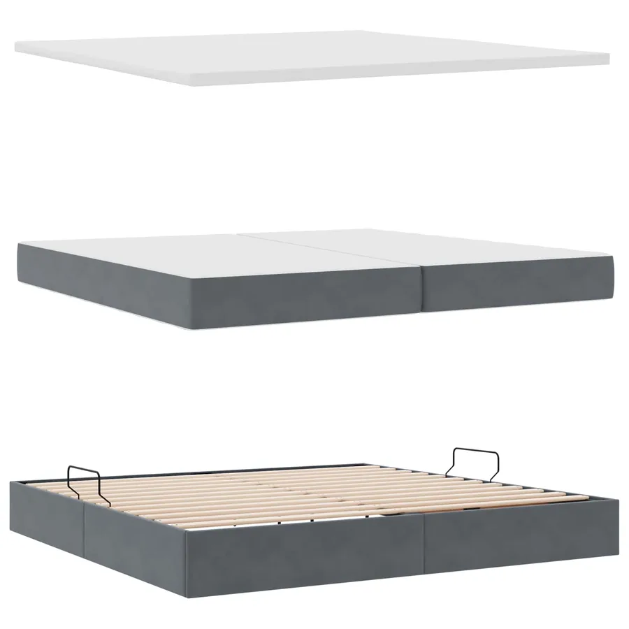 Lit de rangement LED avec matelas Gris foncé 200 x 200 cm - 9
