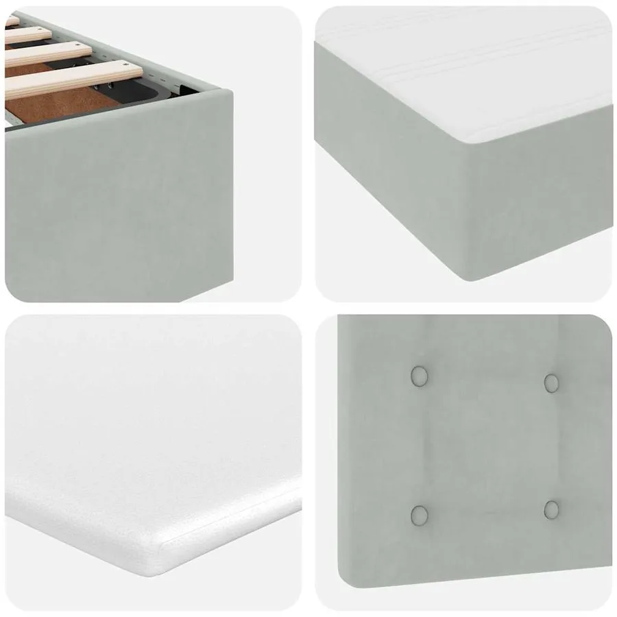 Lit de Rangement avec matelas Gris clair 140 x 190 cm Velours - 12
