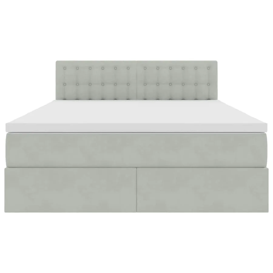 Lit de Rangement avec matelas Gris clair 140 x 190 cm Velours - 7