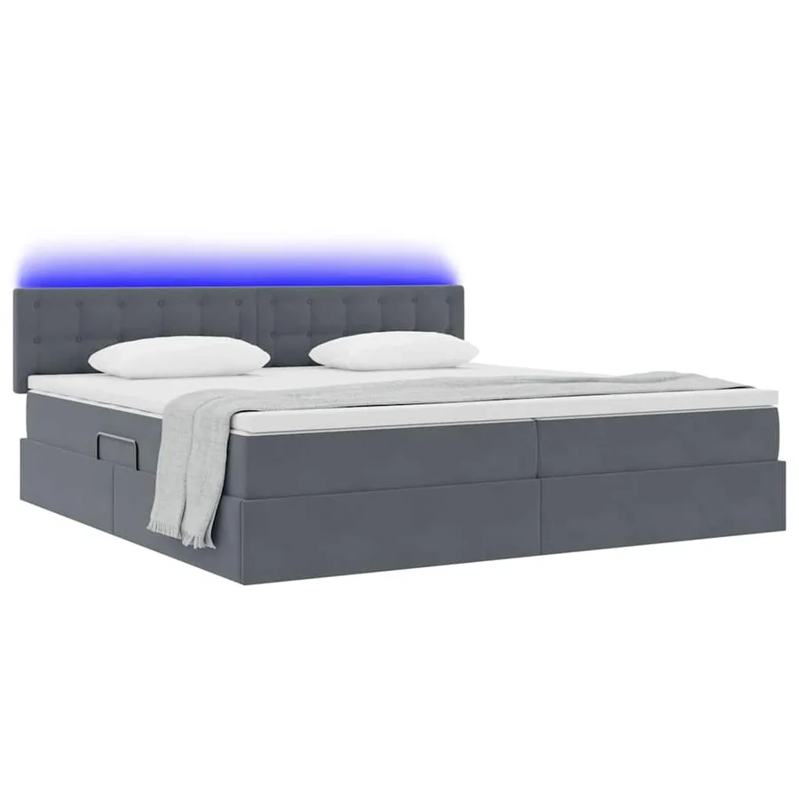 Lit de rangement LED avec matelas Gris foncé 200 x 200 cm - 3