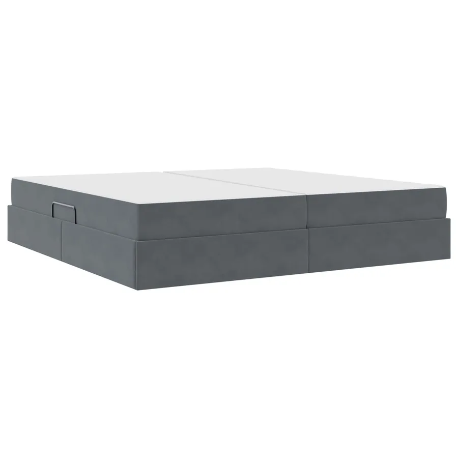 Lit avec rangement et matelas Gris foncé 200 x 200 cm Velours - 5