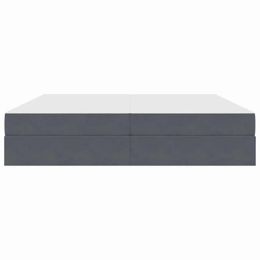 Lit avec rangement et matelas Gris foncé 200 x 200 cm Velours - 7