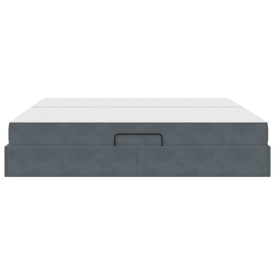 Lit avec rangement et matelas Gris foncé 200 x 200 cm Velours - 9