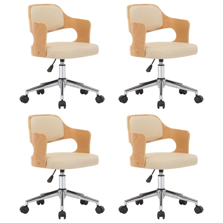 Chaises pivotantes à manger lot de 4 bois courbé et similicuir - 2
