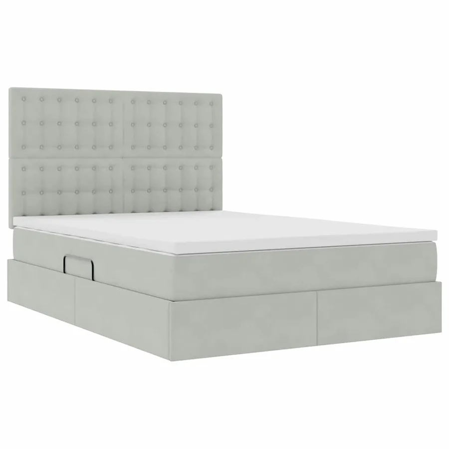 Lit de rangement LED avec matelas Gris clair 140 x 190 cm - 6