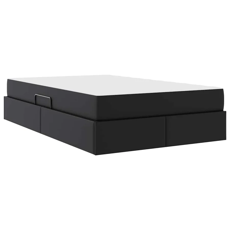 Lit avec rangement et matelas avec matelas 2 pcs Noir Cuir - 5