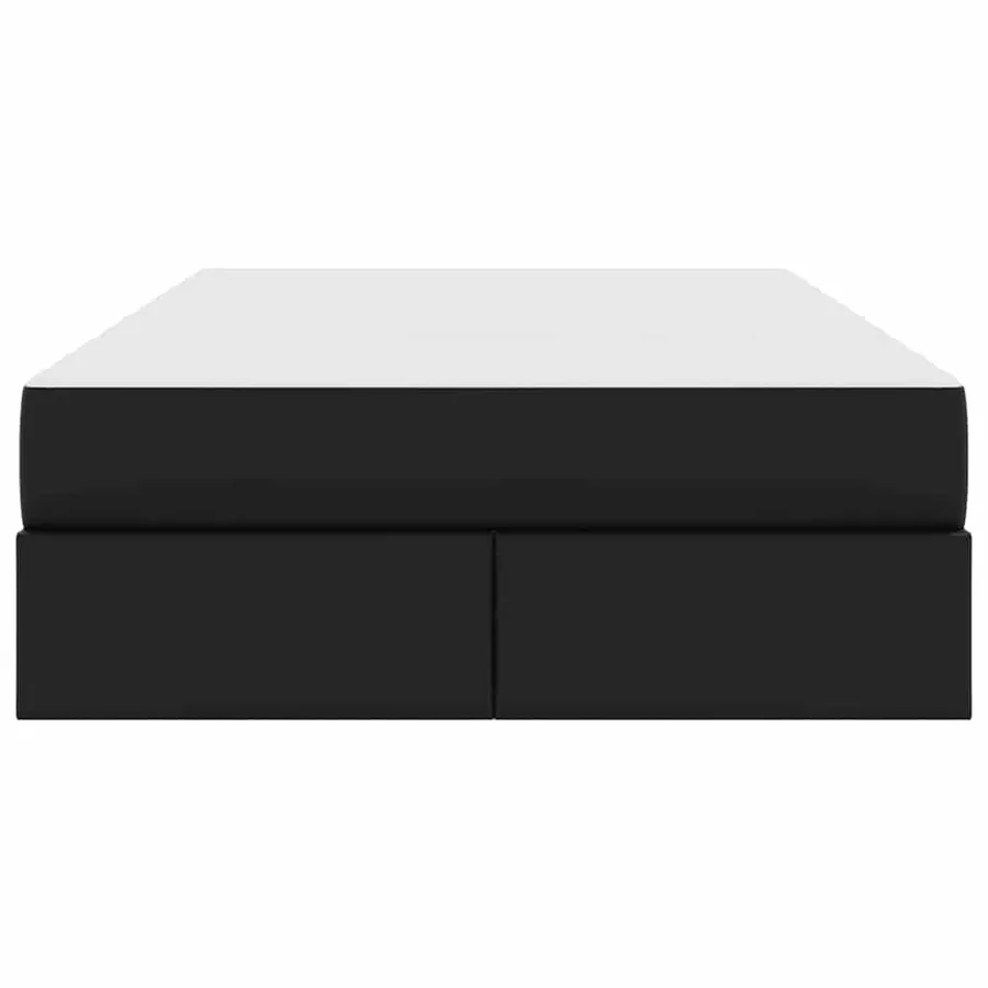 Lit avec rangement et matelas avec matelas 2 pcs Noir Cuir - 7