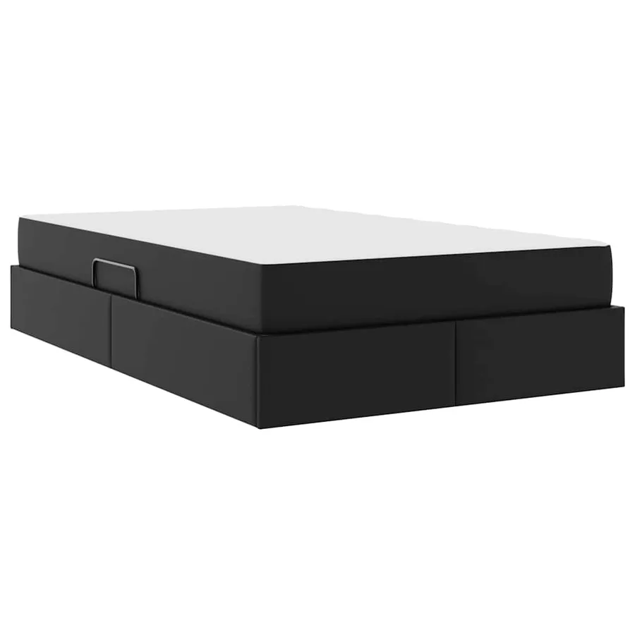 Lit avec rangement et matelas avec matelas 2 pcs Noir Cuir - 8