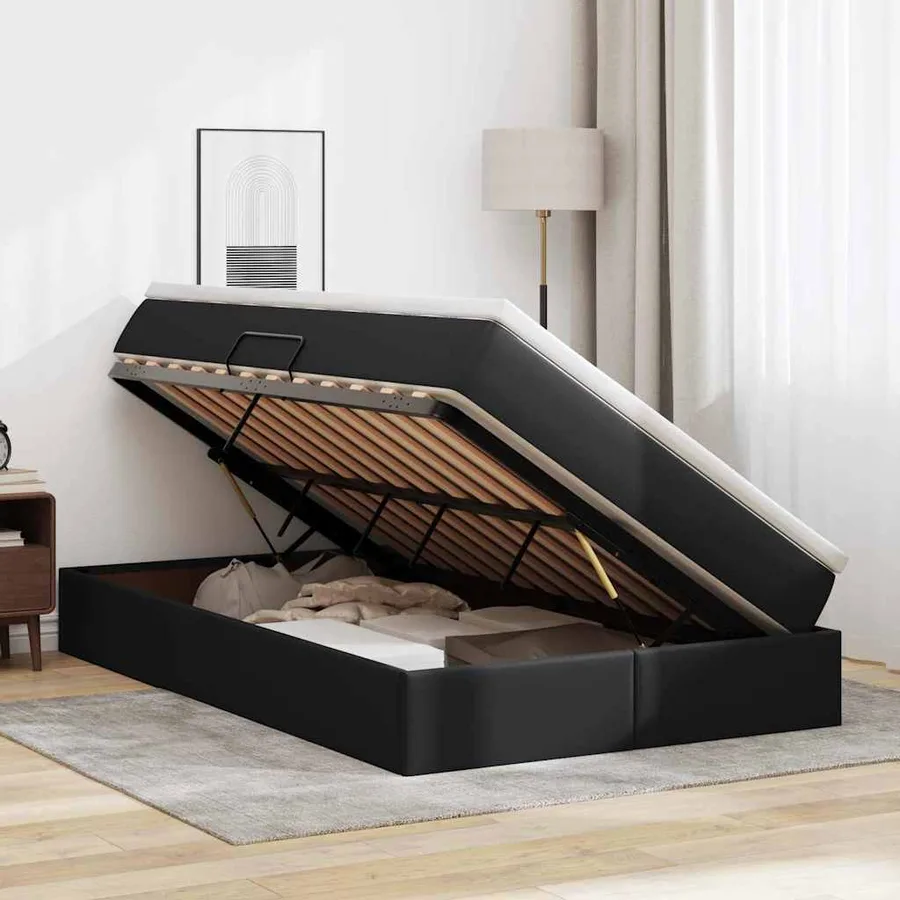 Lit avec rangement et matelas Noir 120 x 200 cm Simili cuir - 4
