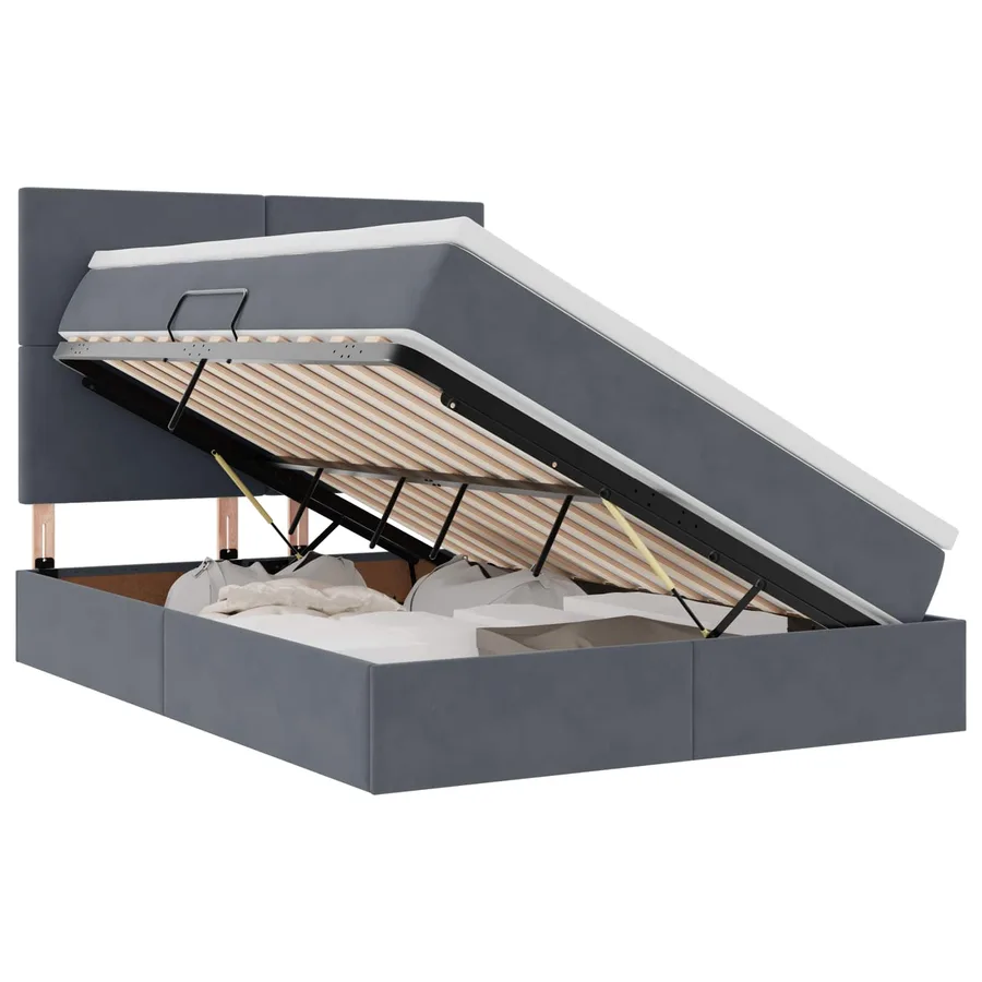 Lit de rangement LED avec matelas Gris foncé 140 x 190 cm - 2