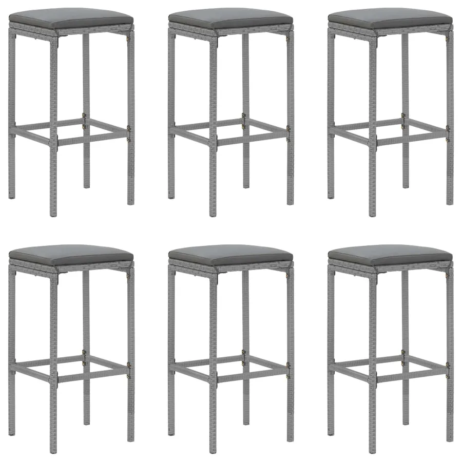 Ensemble de bar de jardin 7 pcs avec coussins gris poly rotin - 4