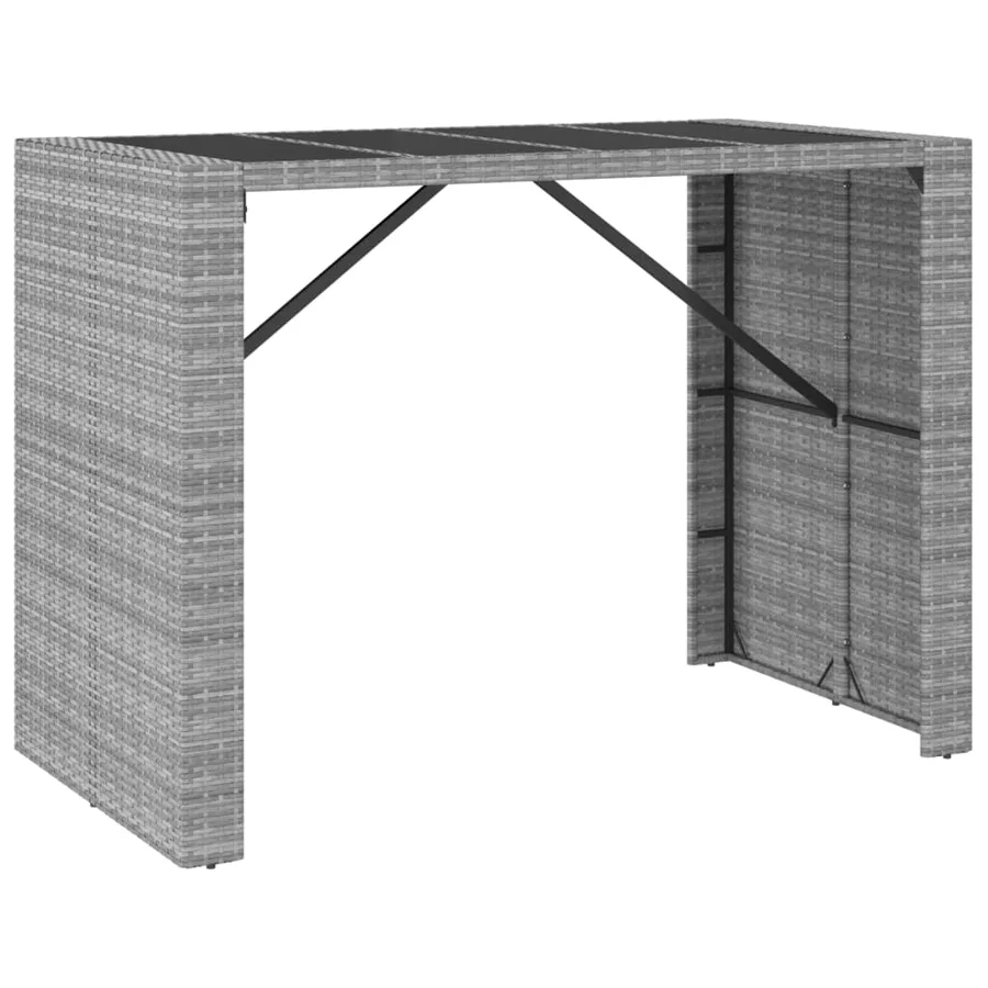 Ensemble de bar de jardin 7 pcs avec coussins gris poly rotin - 6