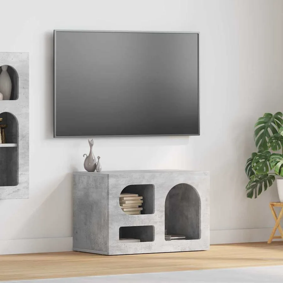 Meuble TV ELST 60 x 35 x 40 cm Gris béton Bois d'ingénierie