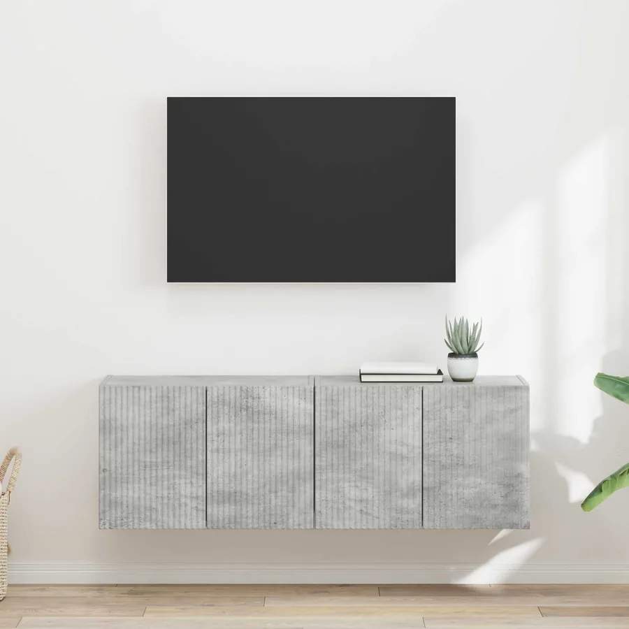 Meuble TV mural 2 pcs Gris béton 59,5 x 31 x 40 cm