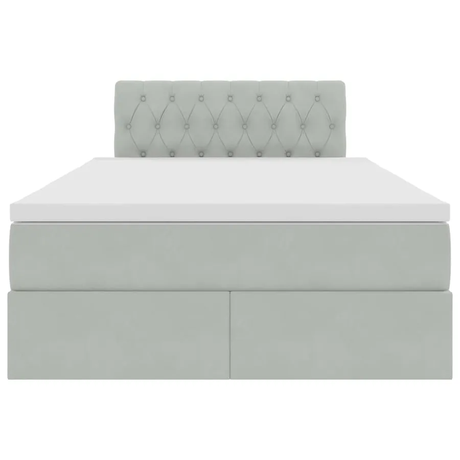 Lit de Rangement avec matelas Gris clair 120 x 200 cm Velours - 7