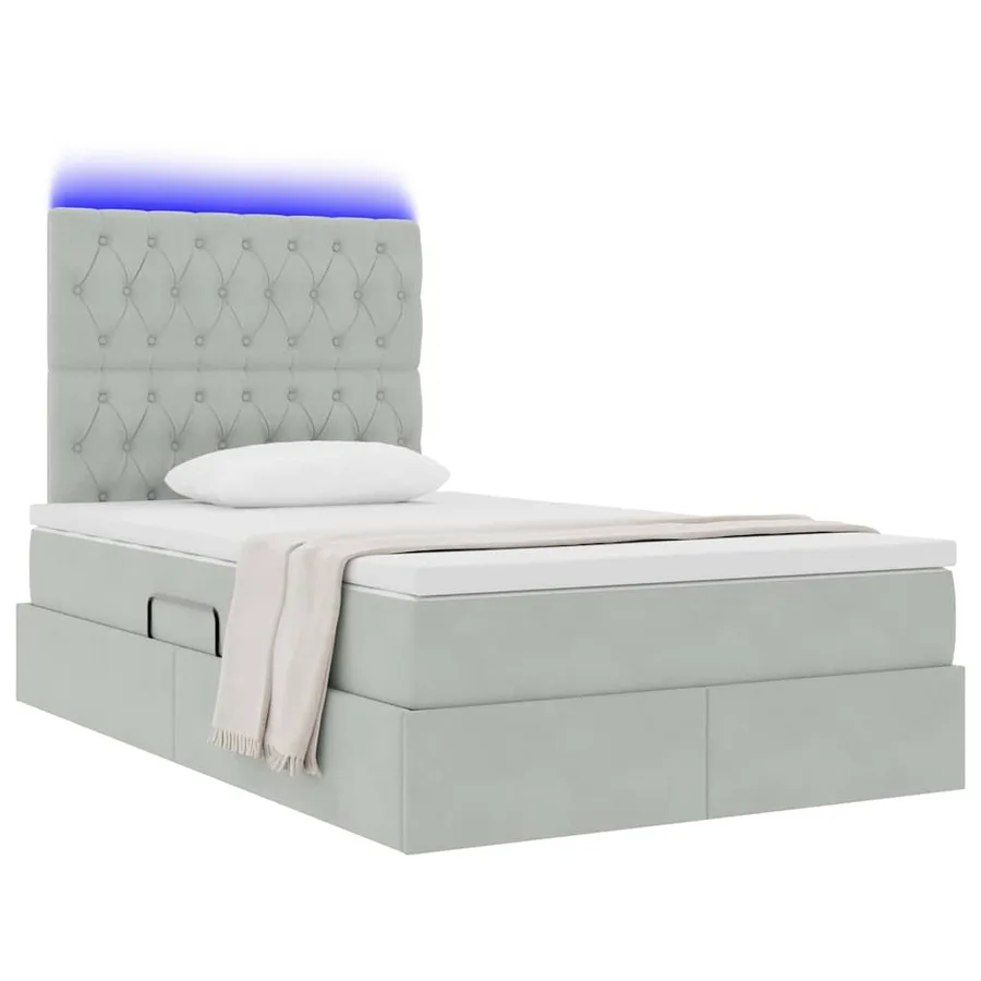 Lit de rangement LED avec matelas Gris clair 120 x 200 cm - 3