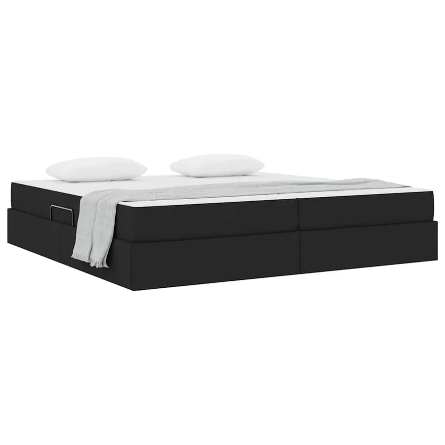 Lit avec rangement et matelas Noir 200 x 200 cm Polyester - 3