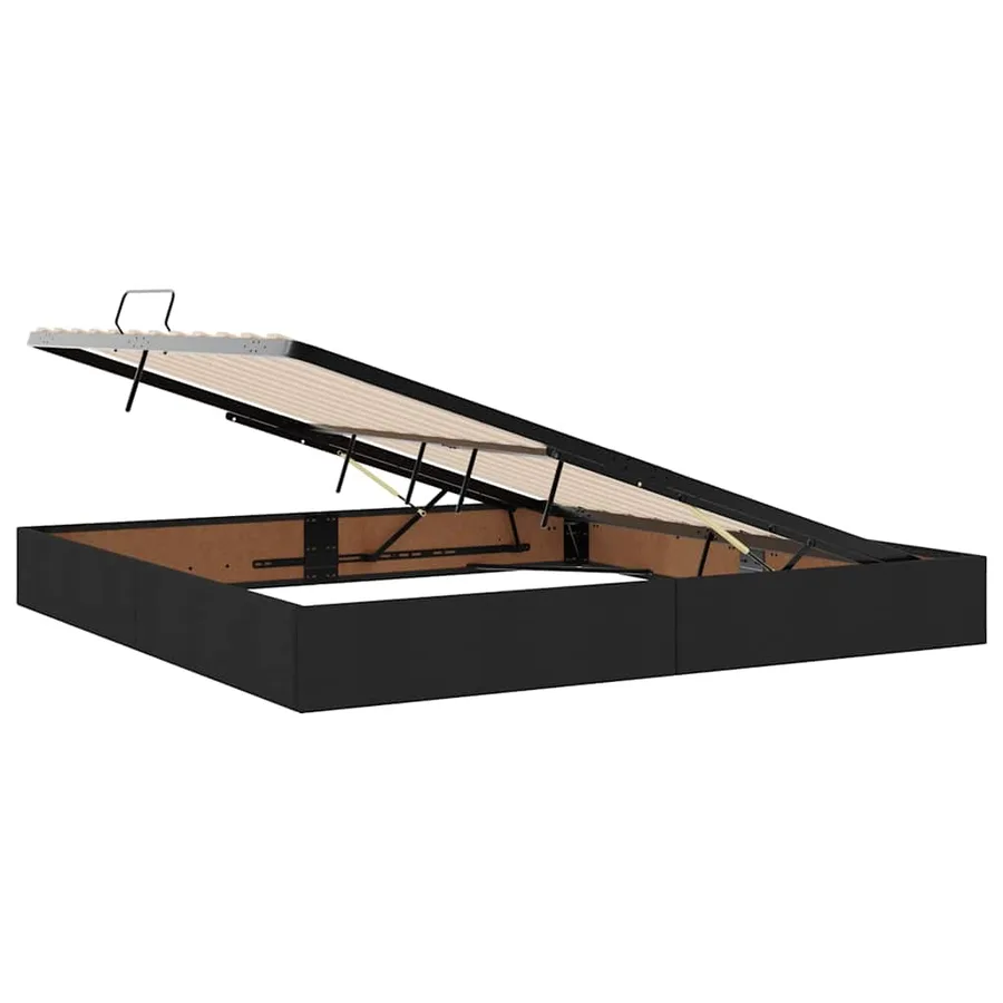 Lit avec rangement et matelas Noir 200 x 200 cm Polyester - 6