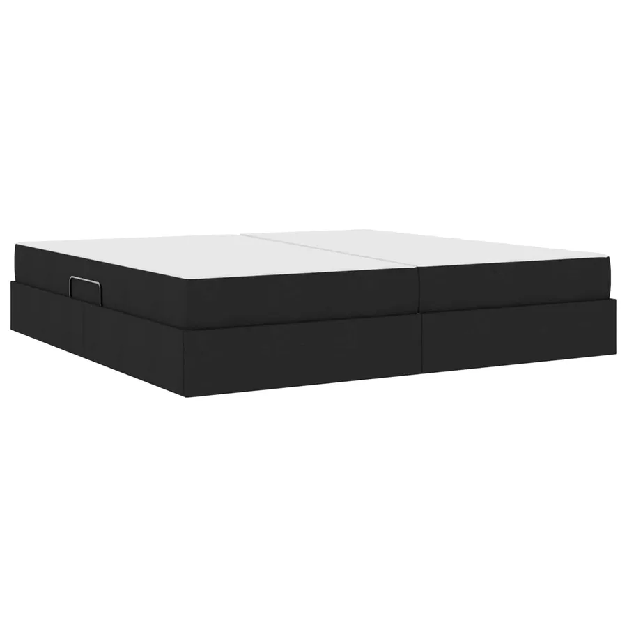 Lit avec rangement et matelas Noir 200 x 200 cm Polyester - 8