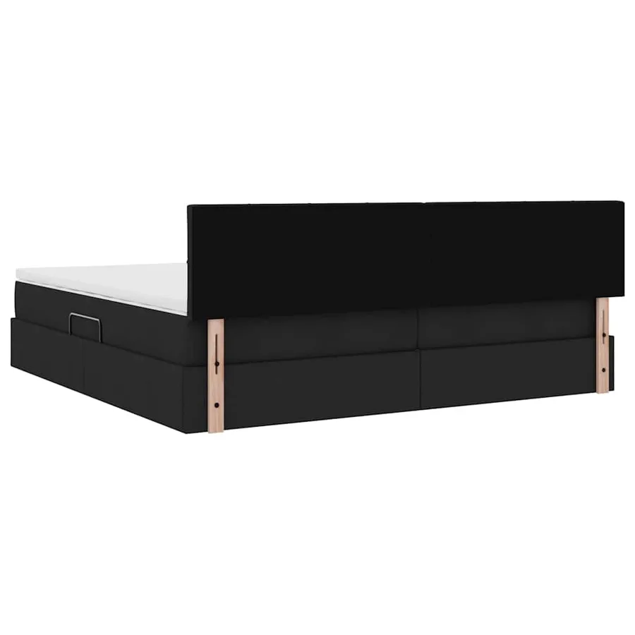 Lit avec rangement et matelas avec matelas Noir 200 x 200 cm - 8