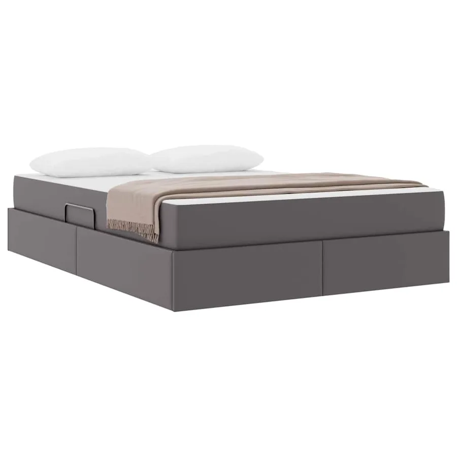 Lit avec rangement et matelas avec matelas 2 pcs Gris Cuir - 3