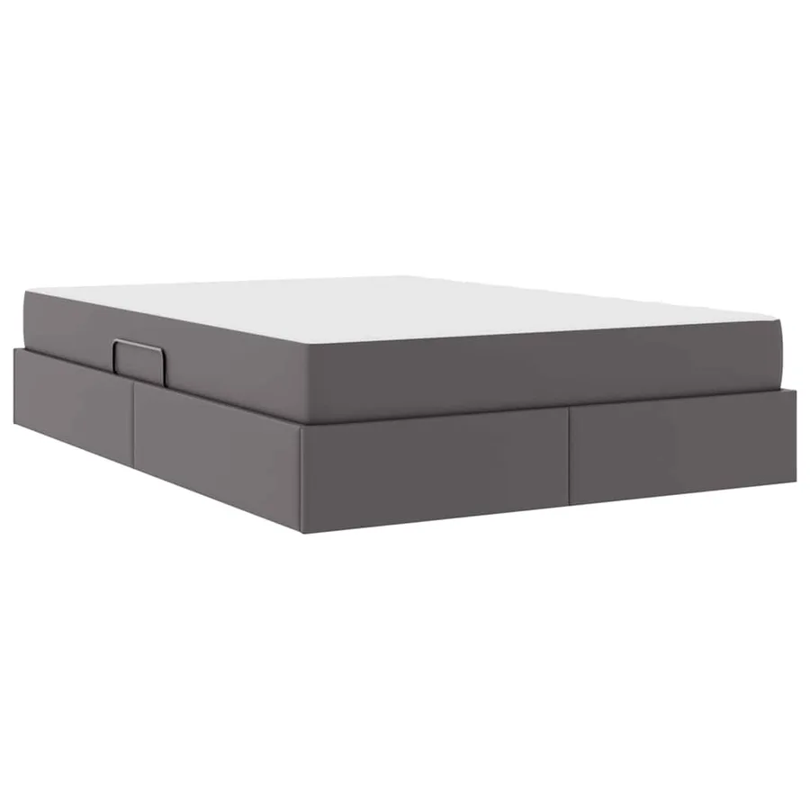Lit avec rangement et matelas avec matelas 2 pcs Gris Cuir - 8