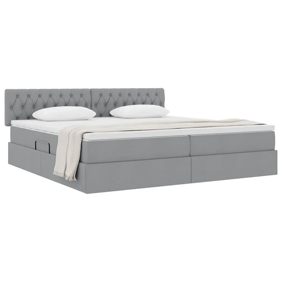 Lit avec rangement et matelas Gris clair 200 x 200 cm - 3