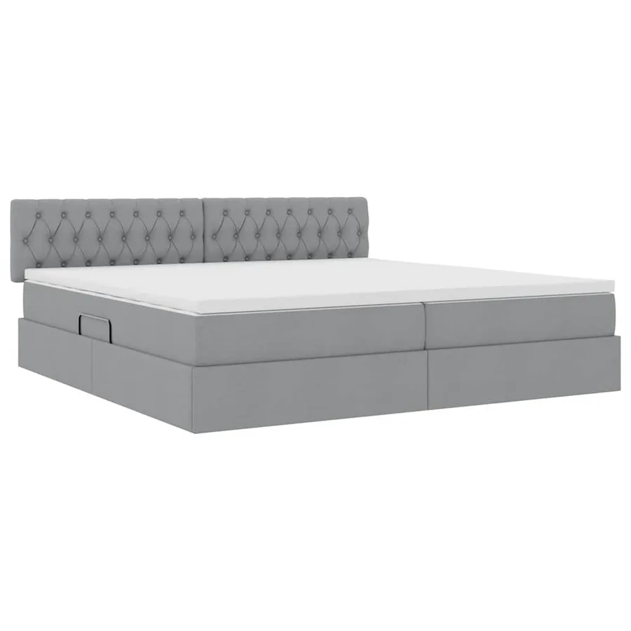 Lit avec rangement et matelas Gris clair 200 x 200 cm - 5