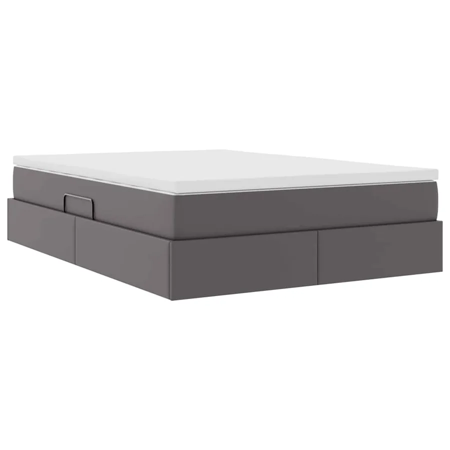 Lit avec rangement et matelas Gris 140 x 190 cm Simili cuir - 5