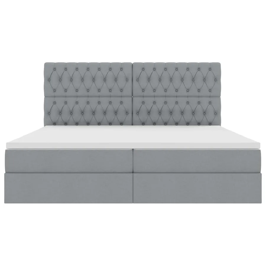 Lit avec rangement et matelas Gris clair 200 x 200 cm tissu - 7