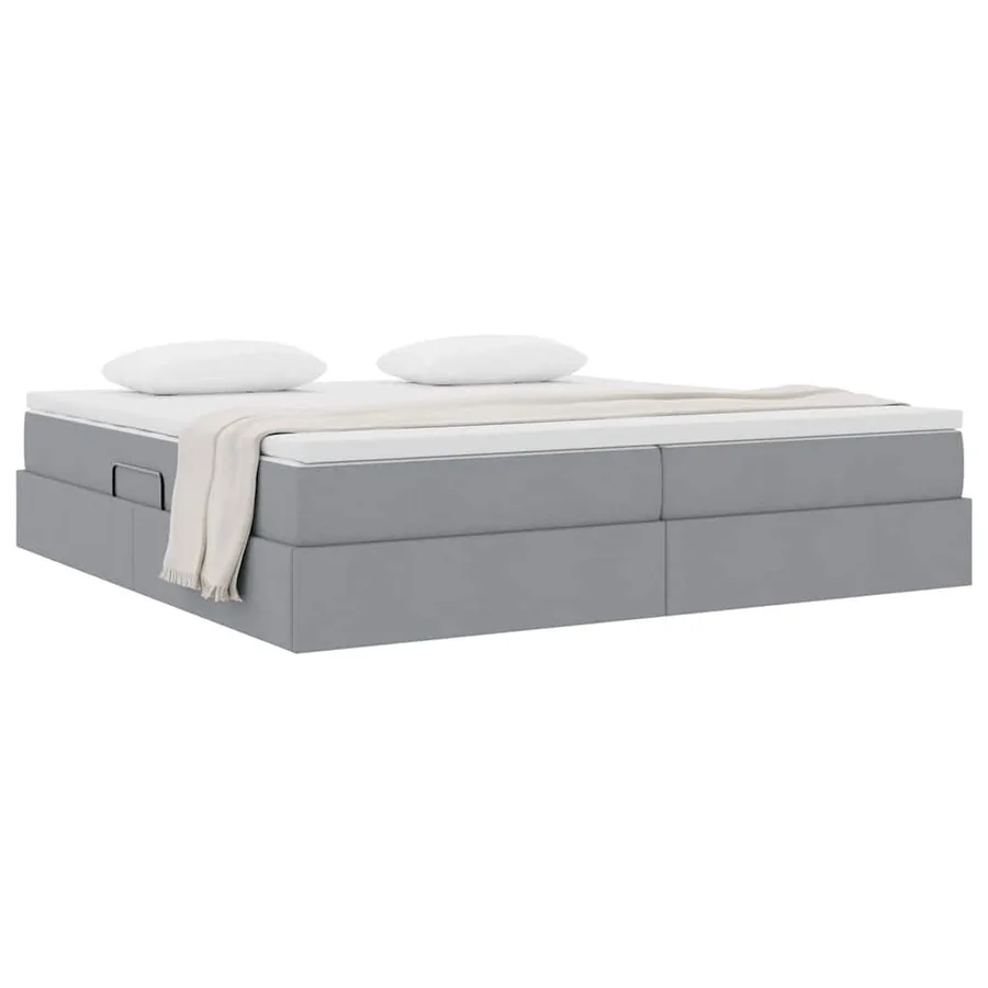 Lit avec rangement et matelas Gris clair 200 x 200 cm Polyester - 3